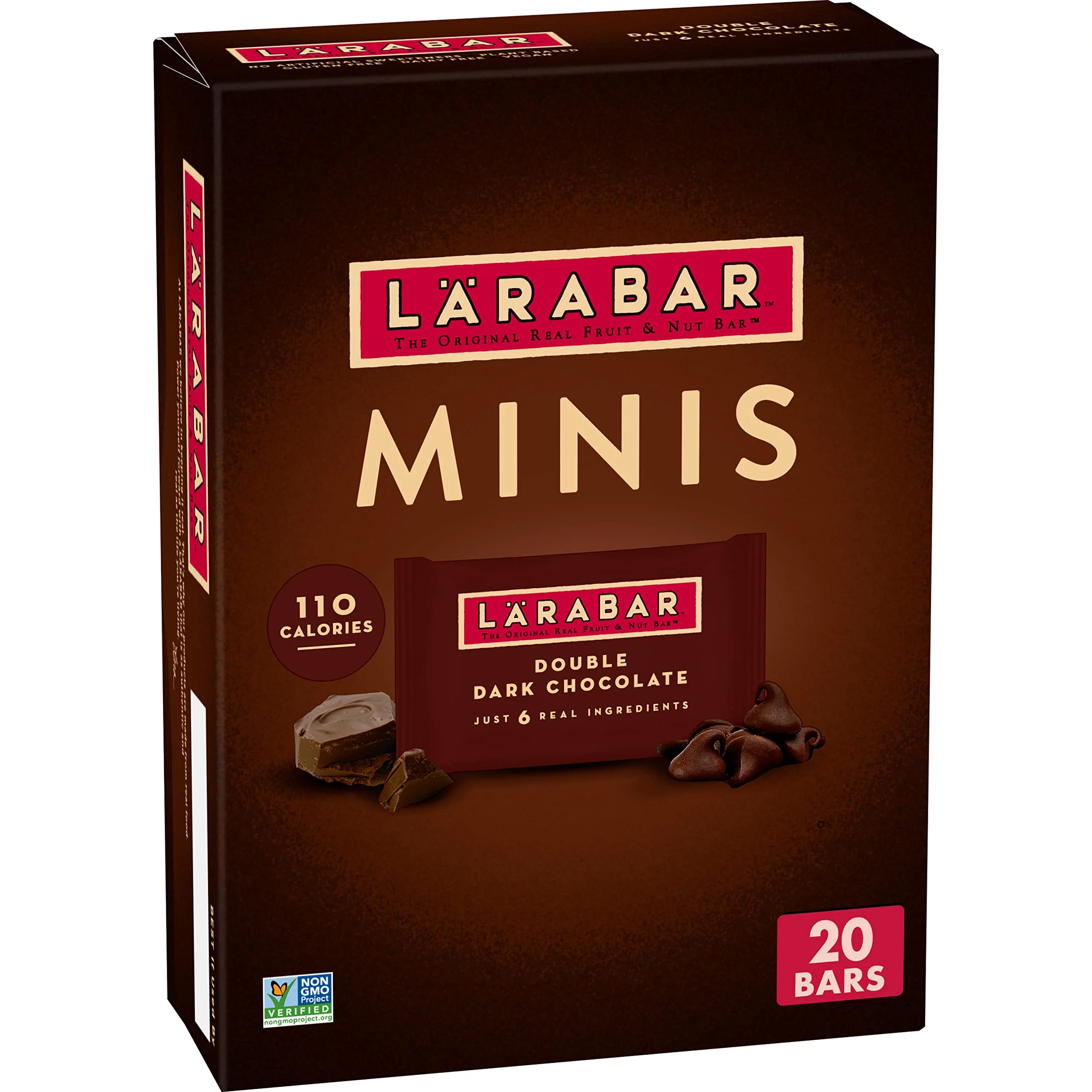 Lärabar Double Dark Chocolate Mini Bars, Gluten Free Vegan Bars, 20 Ct