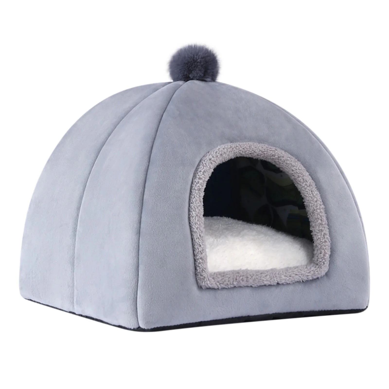 LSLJS Cat Bed Pet Beds for Cats Universal Pet Tent Thickened Cozy Cat Cave Beds for Indoor Cats Warm Pet Home Pet Bed Sleeping Cushion Cotton Pet Sofa Gray 10.6"H Machine Washable on Clearance