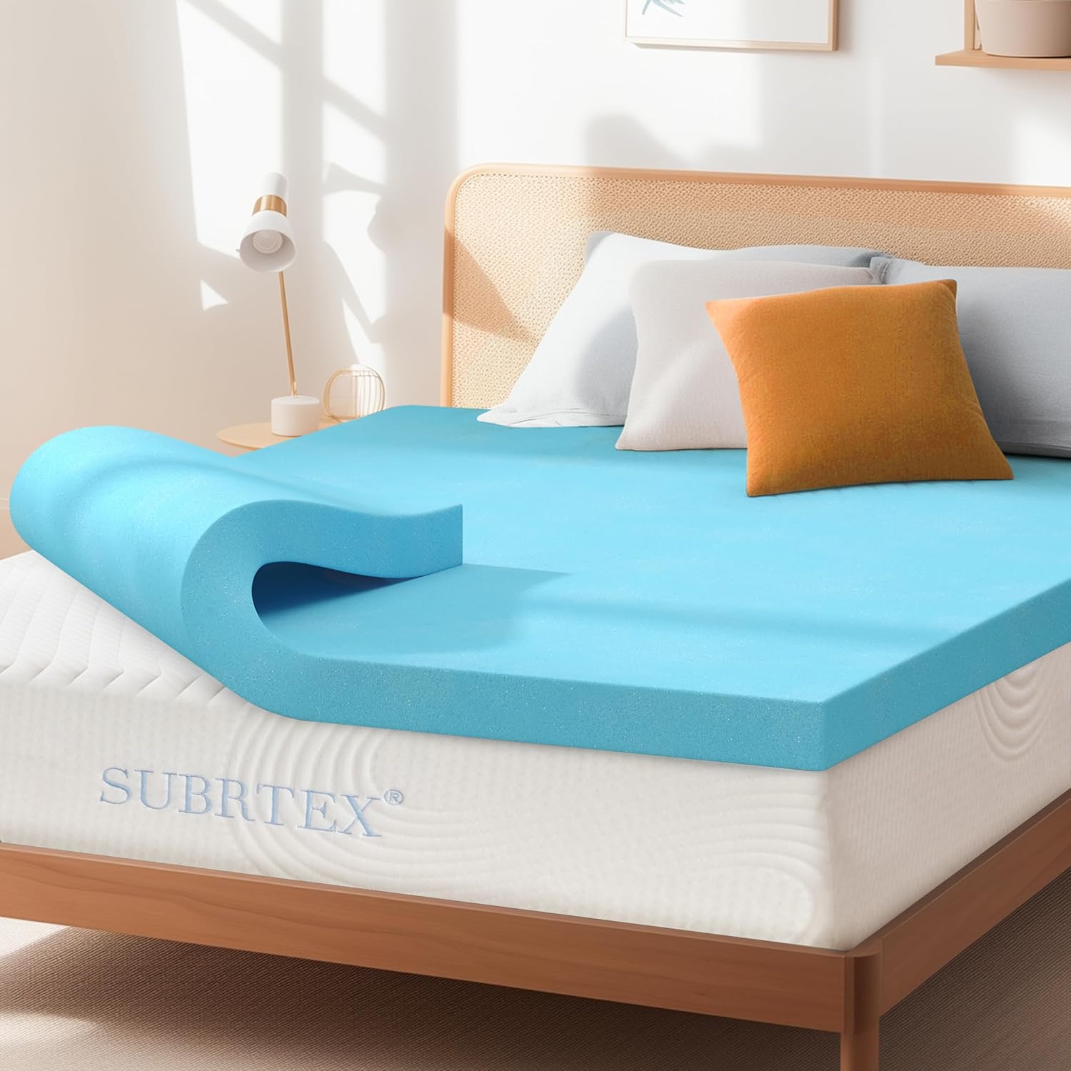 Subrtex Mattress Topper 2 Inch Gel-Infused Memory Foam King Size for Sleepers, Mattress Pads for Sleeper Breathable Bed Toppers with Removable Washable Cover