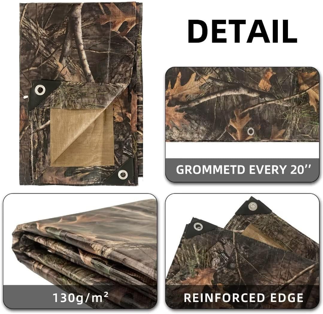 LOOGU Heavy Duty Waterproof Tarp, Bionic Tree Camo Multi Purpose Poly Cover