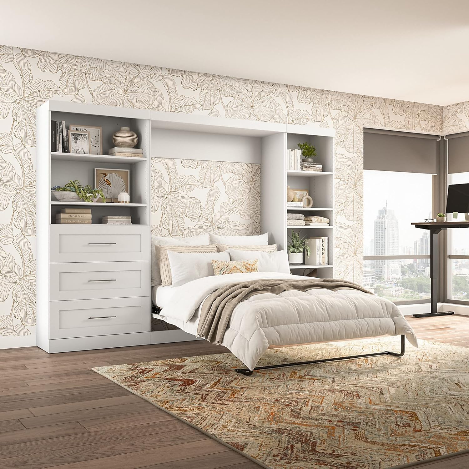 BESTAR Pur Murphy, Space-Saving Wall Bed for Multi-purpose Room, FULL, White