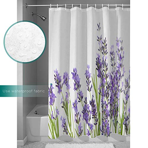 Waterproof Shower Curtain Stained Glass Meadow Flower Dragonfly Print Polyester Fabric Bath Curtain Home Hotel Apartment Bathroom Shower Curtain Long 72x78IN