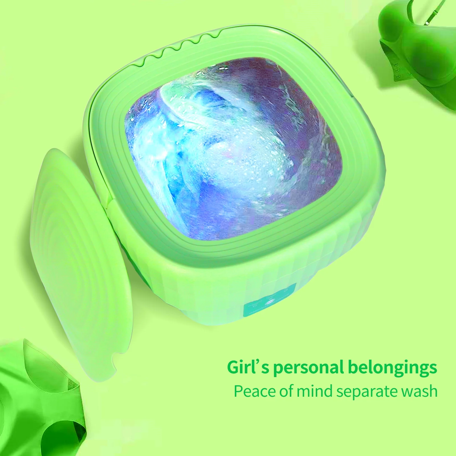 Portable Washing Machine,Mini Foldable Washer and Spin Dryer, Small Washer for Baby Clothes, Underwear or Small Items, Apartment, Dorm, Camping, RV Travel laundry,Lightweight and Easy to Carry(Green)