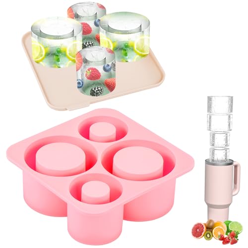 Ice Cube Tray for Tumbler, 4 Pcs Silicone Hollow Cylinder Ice Mold for Freezer, Chilling Coffee,Tea, Ice Drink, Juice, Whiskey, Cocktail,for Stanley Cup 20Oz, 30Oz, 40Oz