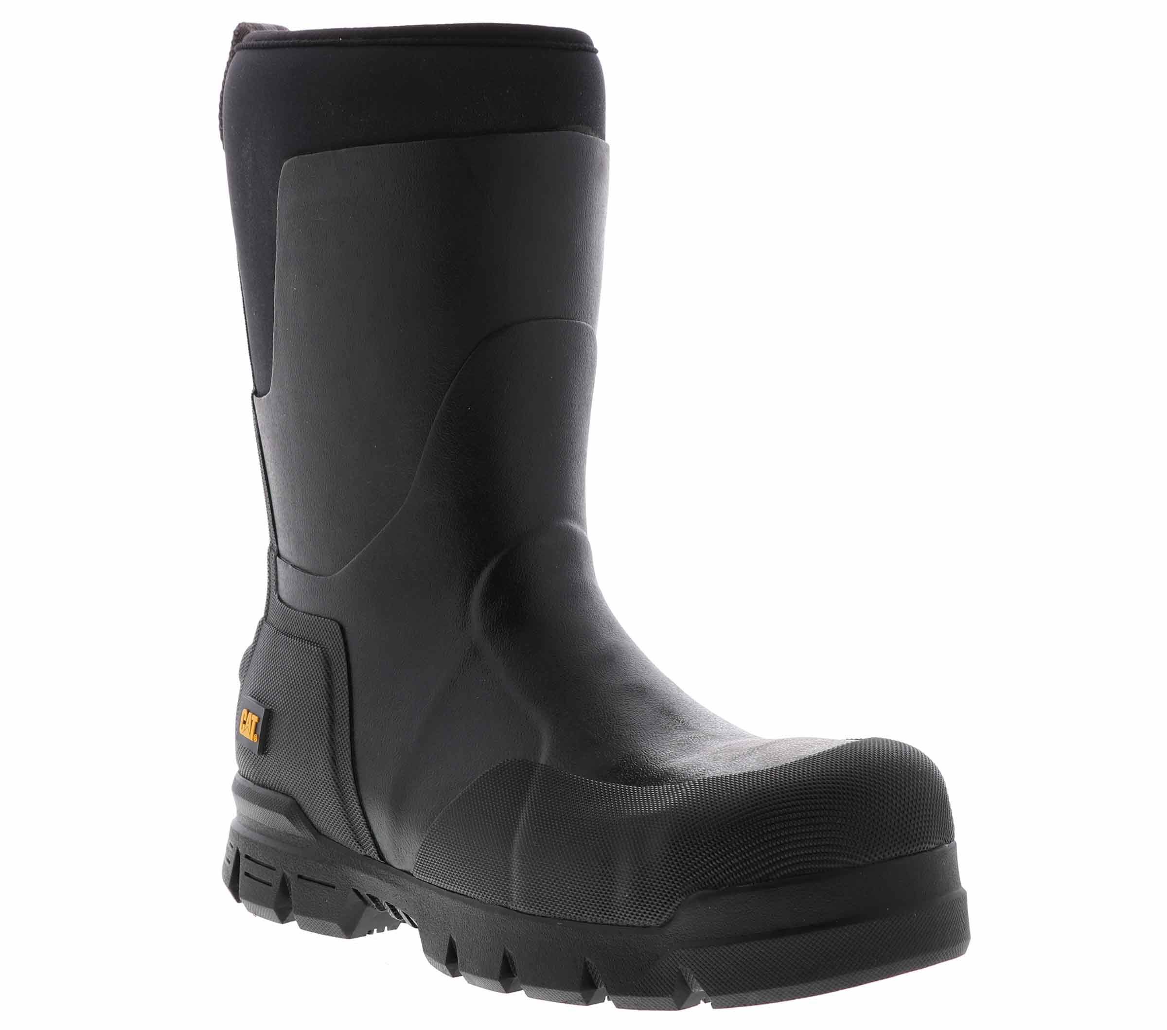Caterpillar Stormers 11 inch Waterproof Steel Toe Rubber Boot, Size: 5, Black
