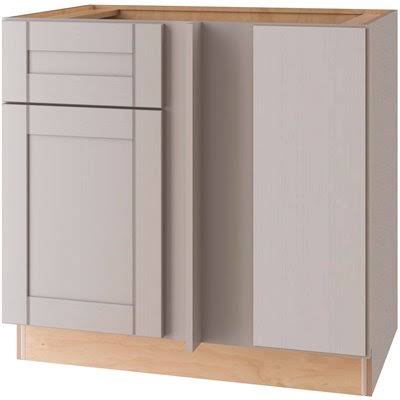 Washgton Medium Veiled Gray Thermofoil Plywood Shaker Stock Semi-Custom Base Kitchen Cabinet 36 in. W x 24 in. D - Home Decorato