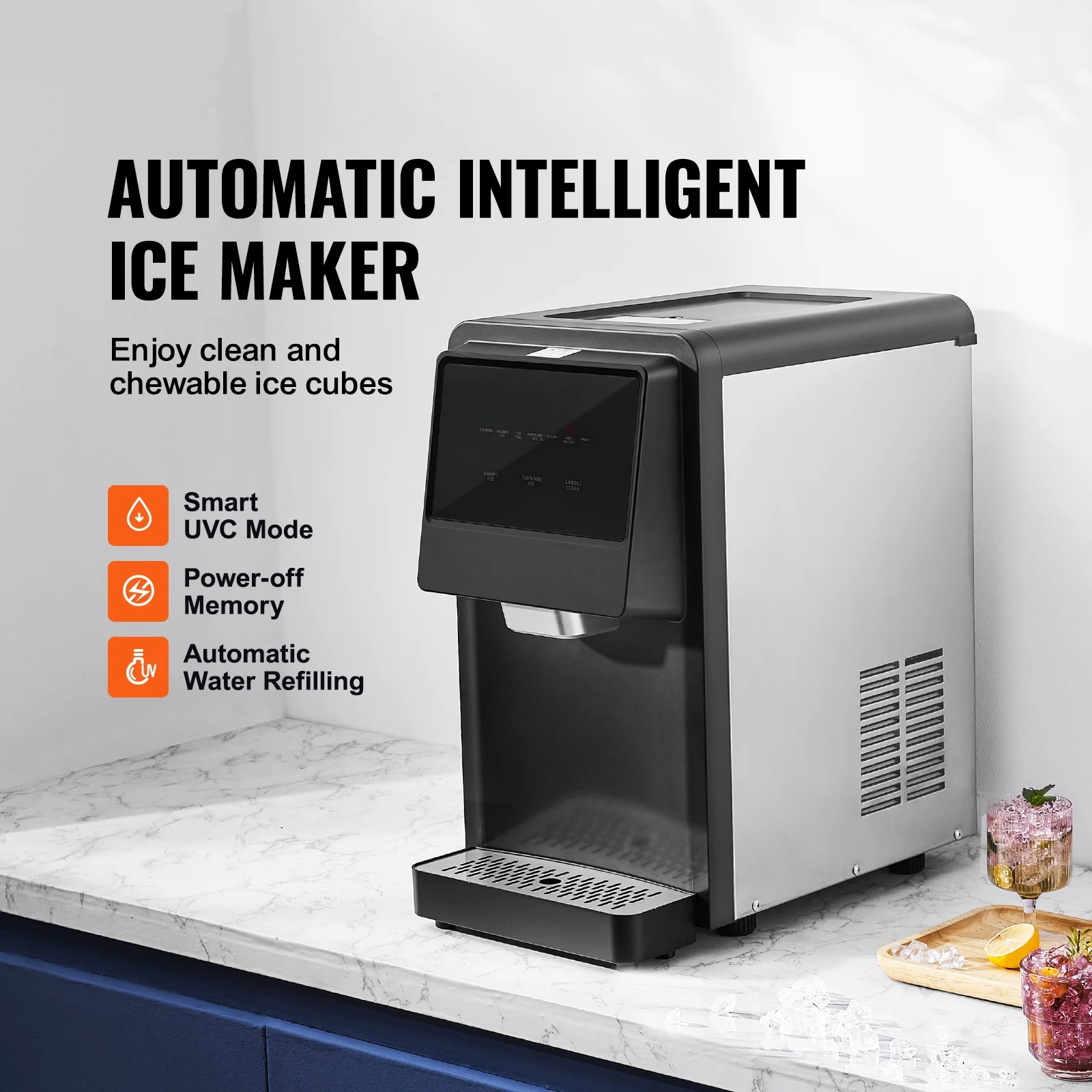 SKYSHALO Portable Countertop Ice Maker 62lbs/24H Self-Cleaning