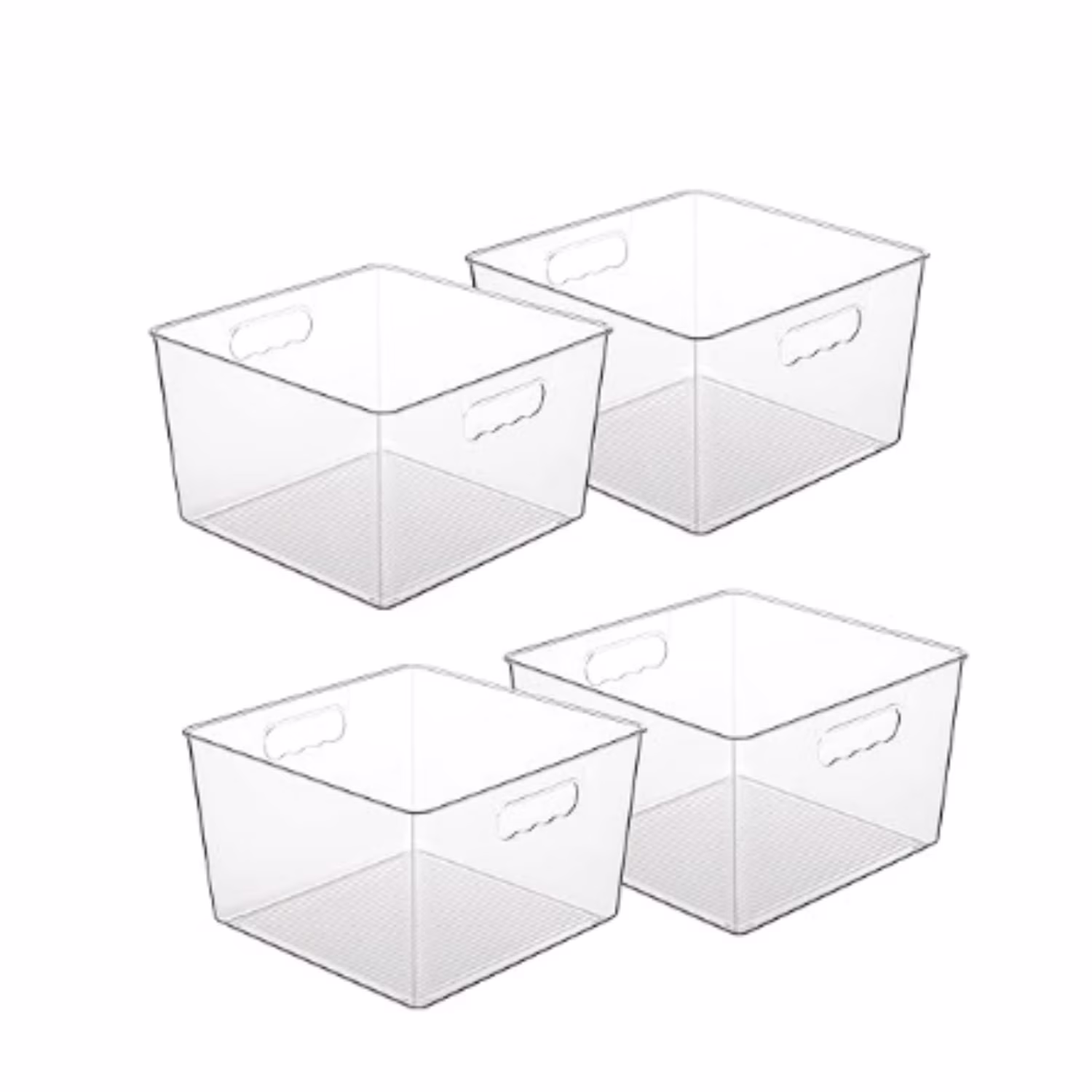 4 Pack Extra Large Clear Plastic Storage Bins,11x11 Cube Acrylic Organizer Square Containers with Handle for Pantry,Closet,LaundryRoom,Kitchen,Bathroom,UnderSink Organization