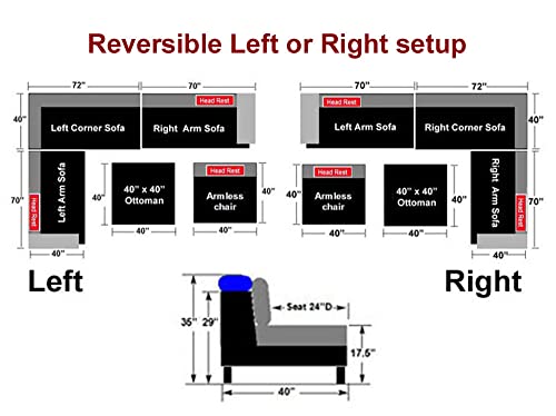 Stendmar Large 5-PieceL shape Living Room/Family Room Reversible Contemporary High Back Support Grey Microfiber Fabric Sectional Couch Sofa Set S150D20