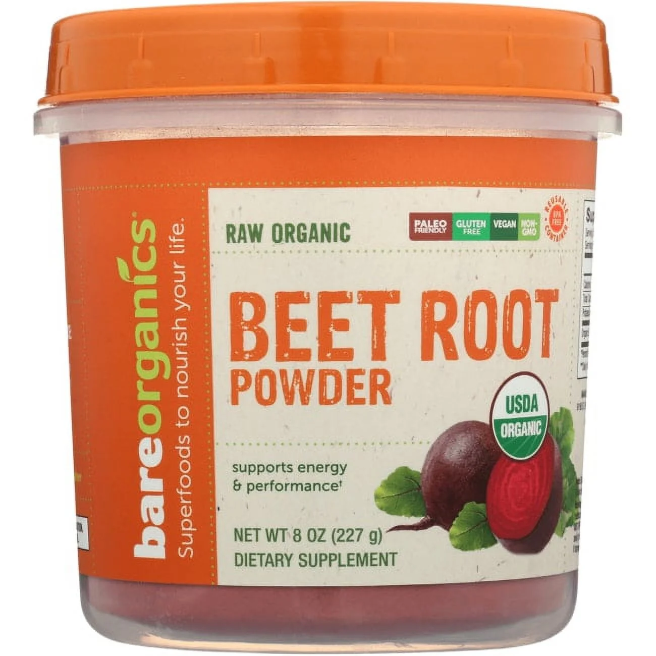 BAREORGANICS Beet Root Powder (Raw-Organic) (8Oz) 227G