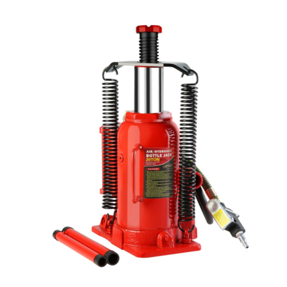 20 Ton Air Hydraulic Bottle Jack, with Manual Hand Pump Used for The Maintenance of Automobiles, Agricultural Vehicles, Heavy Trucks, Mobile Machinery, and Heavy Equipment  Red + Steel + 20T