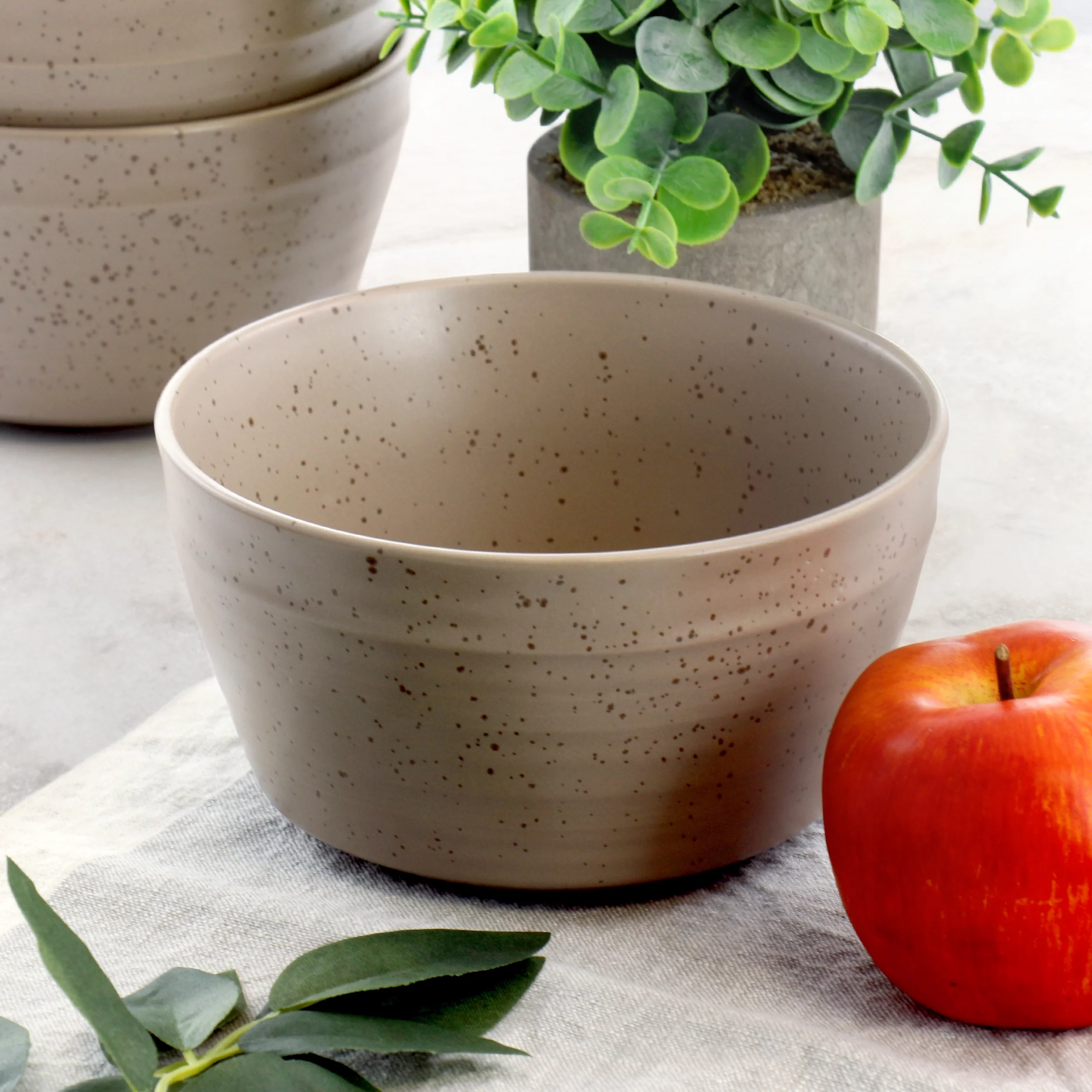 Bee and Willow Milbrook 6 Piece 6 Inch Round Stoneware Bowl Set in Mocha