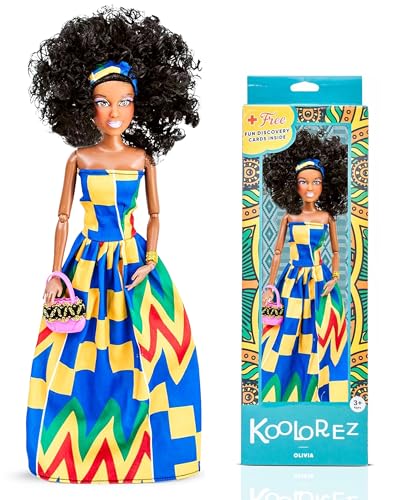 Olivia - Our Queens Black Doll Set - Brown/Black Afro Doll w/Movable Joints - Lovely 12.5