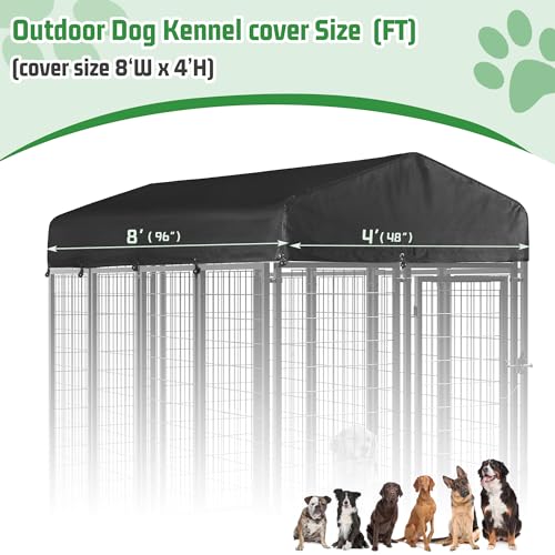 Outdoor Dog Kennel Cover 600D Waterproof Oxford Cloth Dog Kennel Replacement Top Cover 10'Dx10'Wx1.4'H Black (Cover Only)