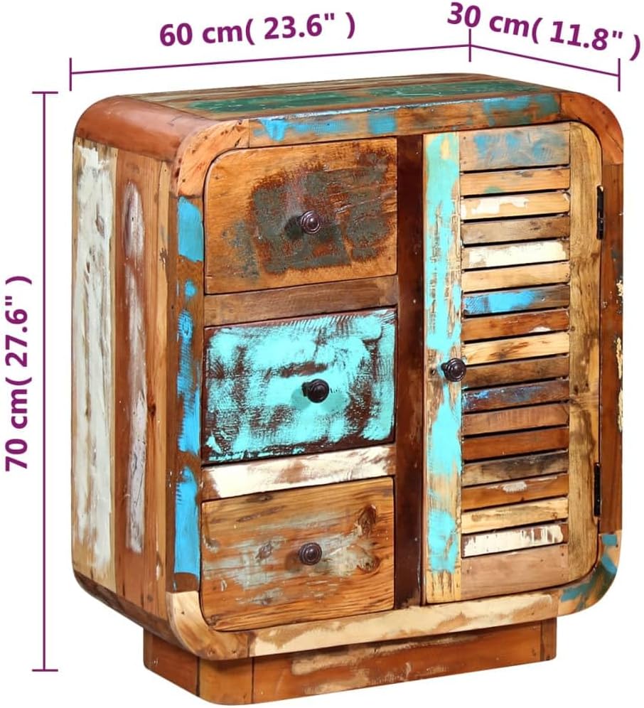 Sideboard,Entryway Furniture,Entryway Storage,Decorative Storage Cabinet,with a Door and 3 Drawers,Fully Handmade,for Bedroom,Living Room,Entryway,Kitchen, Solid Reclaimed Wood
