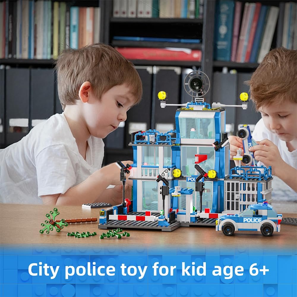 City Police Station Building Sets, 570pcs City Police Sets Toy Building Bricks Kit, Gift for Boys 6-12