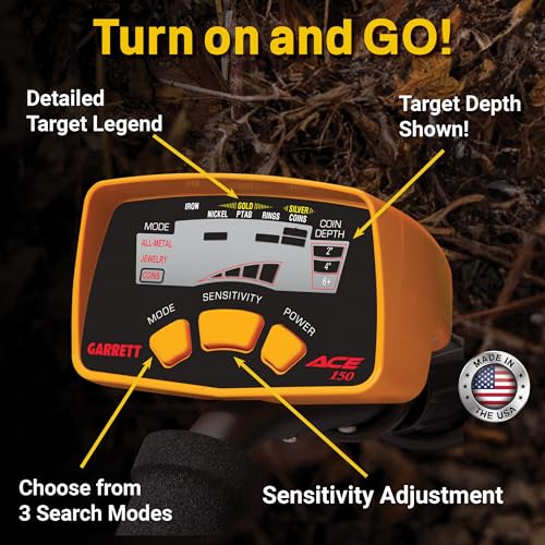 Garrett ACE 150 Metal Detector for Adults and Kids, Made in USA, Waterproof Search Coil