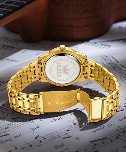 OLEVS Mens Diamond Watch Luxury Business Dress Wrist Watches Quartz Stainless Steel Waterproof Luminous Day Date