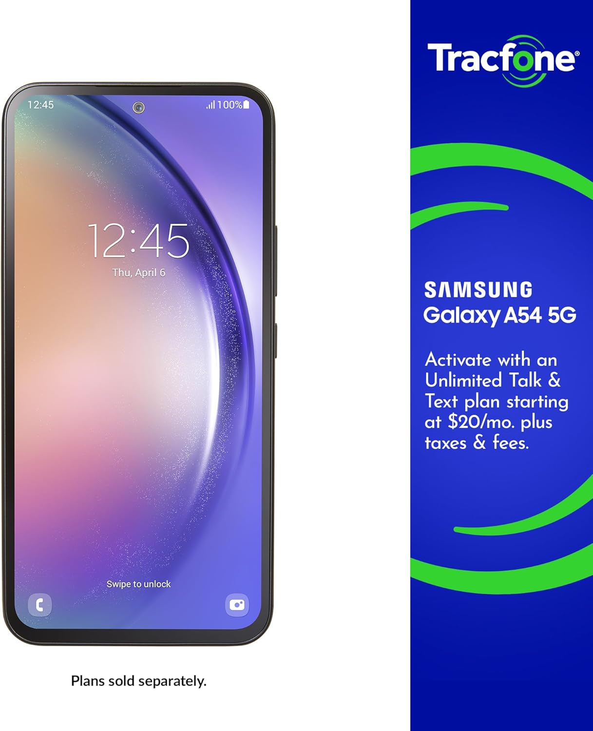 TracFone | Samsung Galaxy A54 5G | Locked | 128GB | 5000mAh Battery | 50MP Main camera | 6.4-in. 120Hz Full HD+ Super AMOLED Display | Black