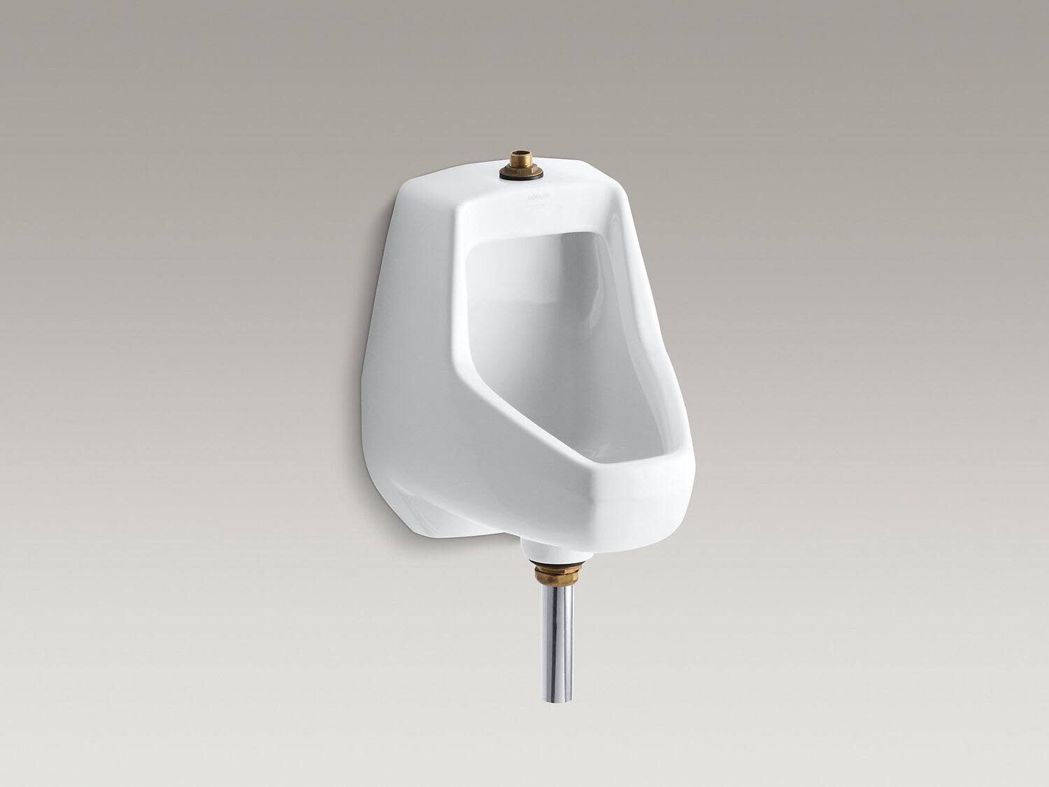 KOHLER K-5024-T-0 Darfield Washdown Wall-Mount 1/2 GPF Urinal with Top Spud and Bottom Outletfor Exposed P-Trap - White
