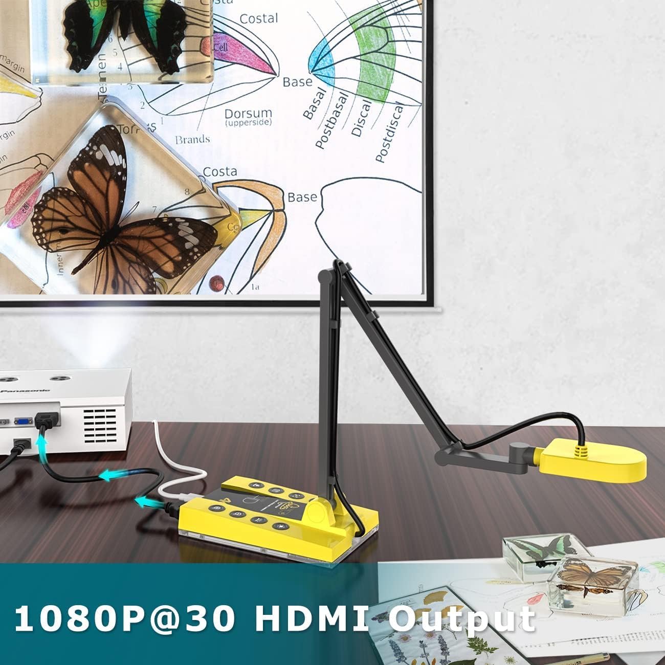 TreasLin HDMI/USB Dual Mode Document Camera 15MP for Teachers, Overhead Camera Remote Learning, Classroom Presentations, Art Classes Online Teaching with Multi Angle Rotation Adjustment LED Light