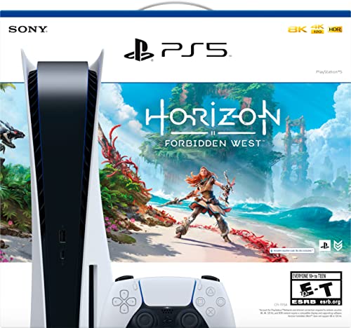 Playstation 5 Disc Version PS5 Console Horizon Forbidden West Bundle - 4K-TV Gaming, 16-GB GDDR6 RAM, 8K Output, WiFi 6. Ultra-High Speed 825GB SSD - U Deal