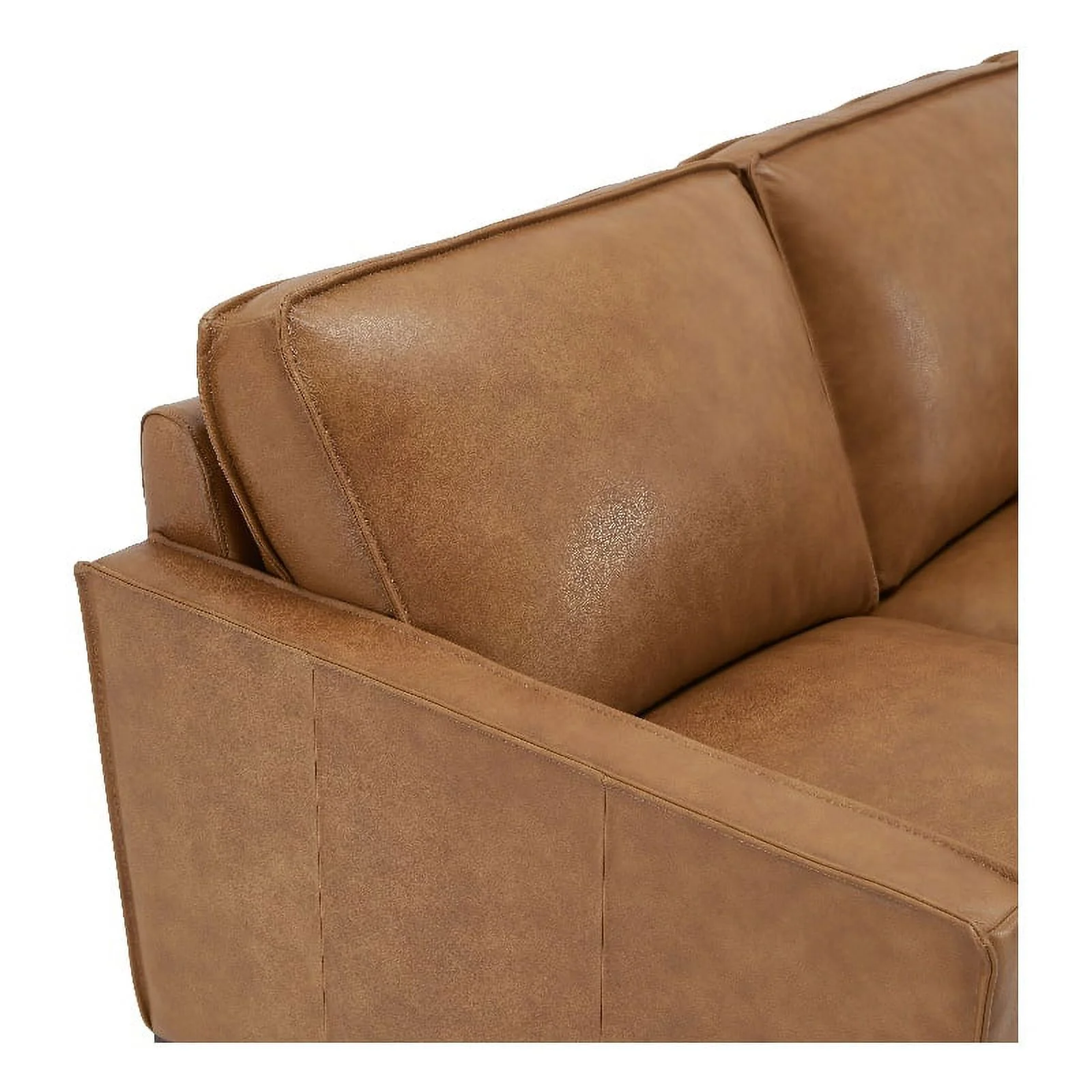 Leather Lusso Grayson Genuine Leather Sectional Right Arm Loveseat in Camel