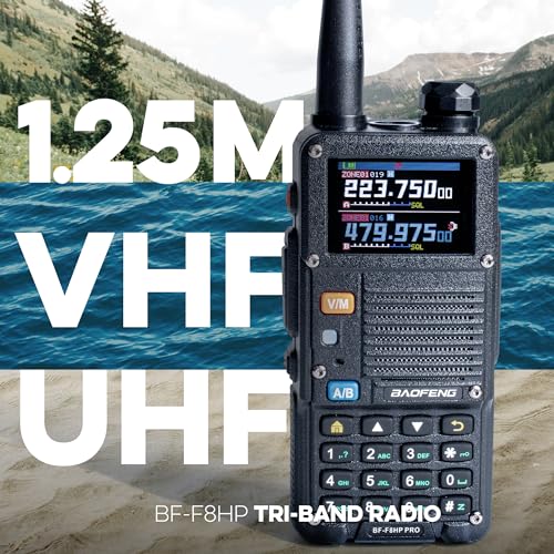 BF-F8HP PRO 10 W Tri-Band Two-Way Radio – UV-5R 7th Gen, 1000 Channels, GPS & NOAA Weather, Aviation/VHF/UHF/1.25 m Scanner, IP54 Rugged, USB-C Rechargeable Battery