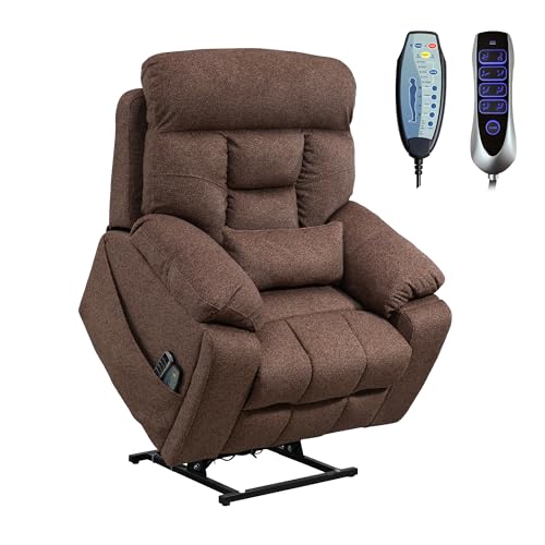 Oversized Power Lift Recliner Chair for Big Men - 400lbs Capacity with Heat, Massage, and Hidden Cup Holder