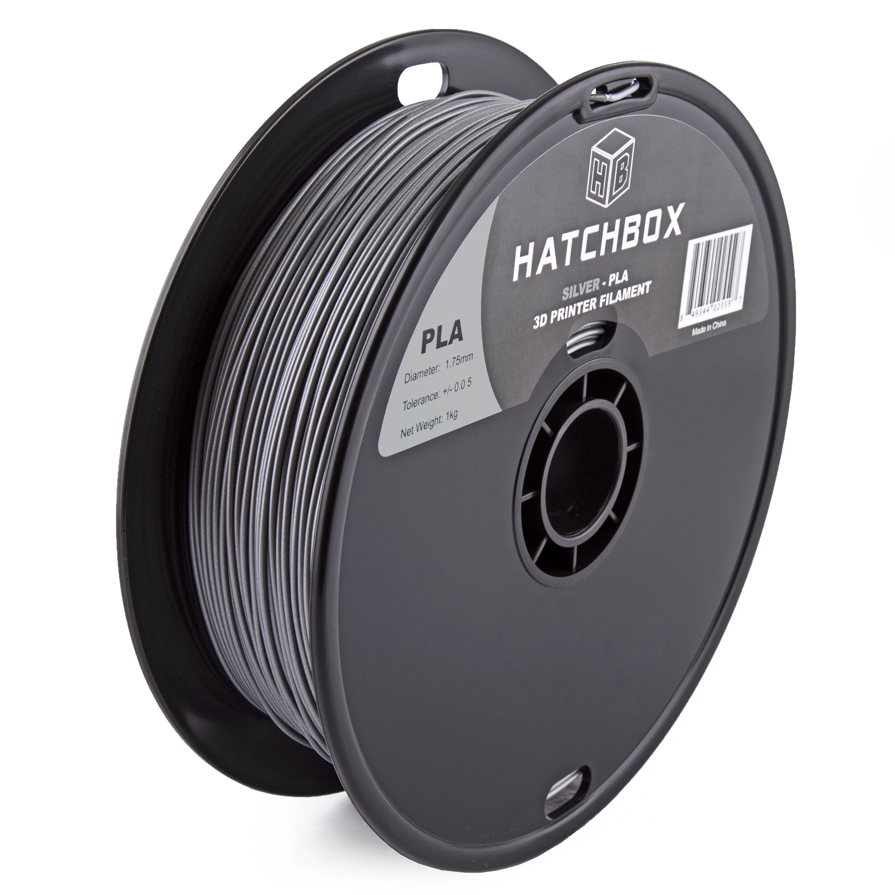 HATCHBOX 3D PLA-1KG1.75-SLV PLA 3D Printer Filament, Dimensional Accuracy +/- 0.05 mm, 1 kg Spool, 1.75 mm, Silver