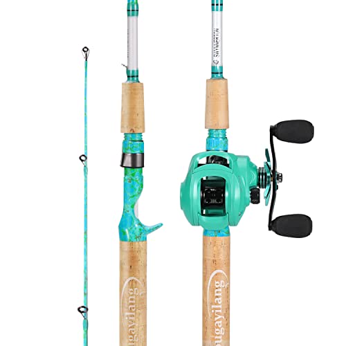 Sougayilang Fishing Rod and Reel Combo, 2-Piece 5-Foot 6-Inch Graphite & Fiberglass Rod, Durable and Strong, QuickSet Anti-Reverse Fishing Reel (1Pack/2Pack)