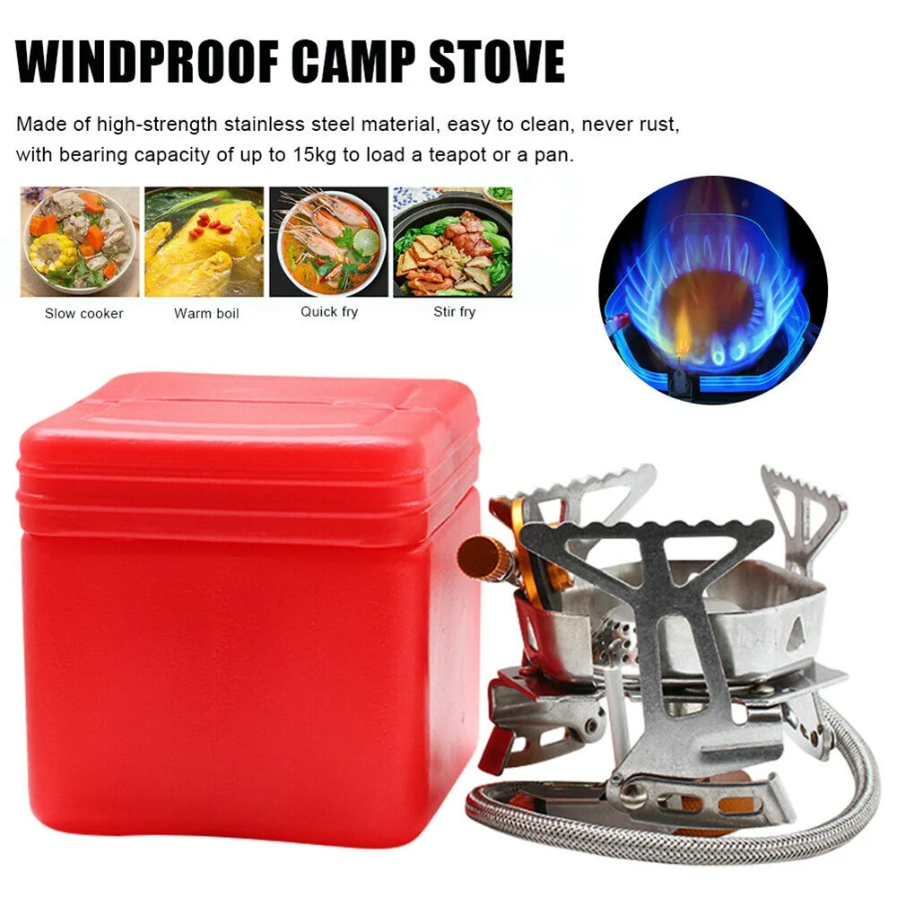 Outdoor 3500W Windproof Camping Cooking Hiking Backpack Folding Gas Mini Stove