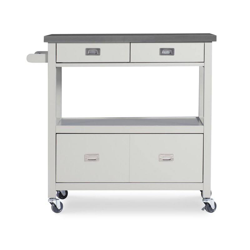 Riverbay Furniture Stainless Steel Top Kitchen Cart in Gray
