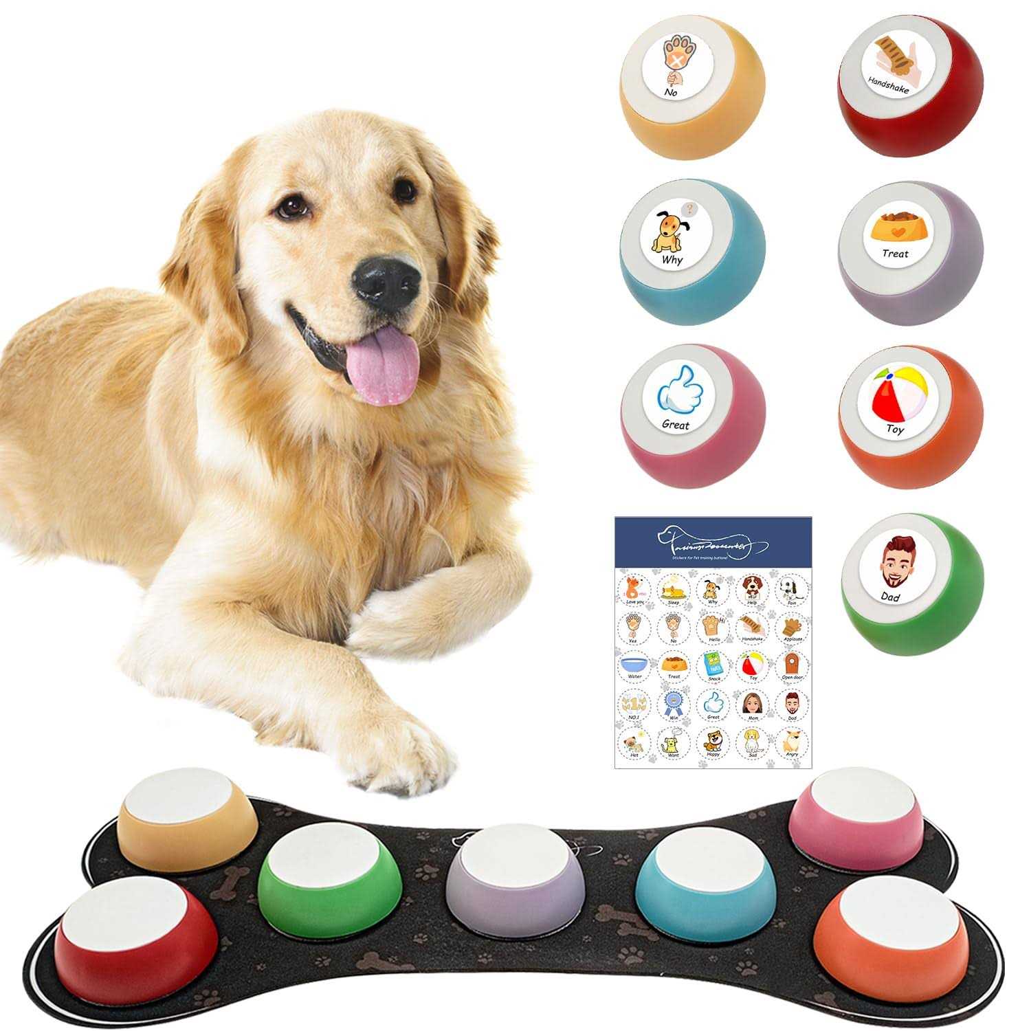 Dog Buttons for Communication 7 Dog Talking Button Set Recordable Training Buzzers - Pet Supplies online store