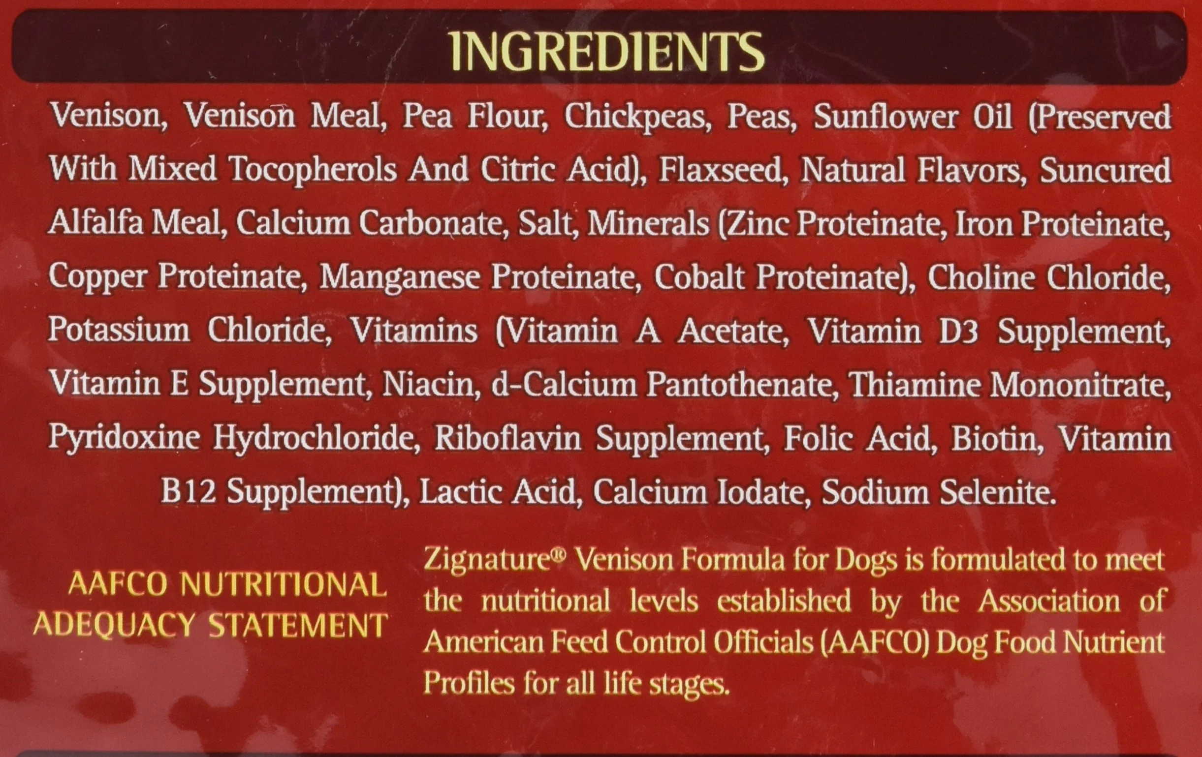 Zignature Venison Formula Dry Dog Food, 13.5 Lb