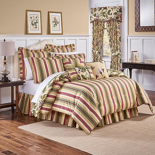 Waverly Laurel Springs Modern Farmhouse Floral 3-Piece Reversible Quilt Bedding Bedspread Set, King, Parchment