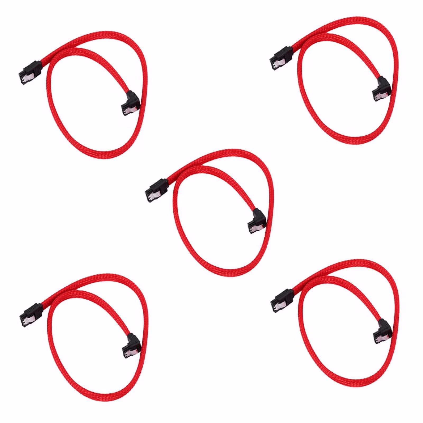 5x 3.0 III SATA3 7Pin Data Cable Right Angle 6Gb/S SSD Cables HDD Hard Disk Data Cord with Nylon Sleeved 50CM