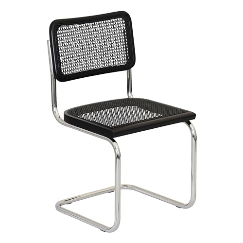 Breuer Chair Company Marcel Breuer Cesca Cane Cantilever Side Chair w/Chrome Steel Frame Walnut Wood & Natural Cane