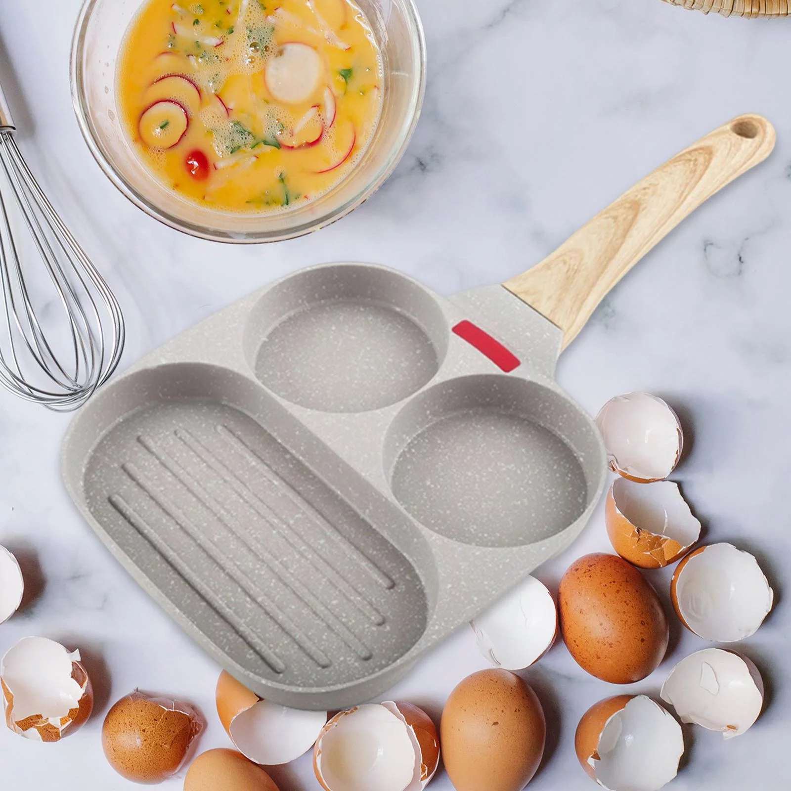 Easy Care Nonstick Cookware Fried Egg Pan Cooker Pan Multipurpose 2 Holes Steak Pan, Sandwich Maker, Pancake Pan Omelet Pan for Outdoor Sausage Home Restaurant Cookware