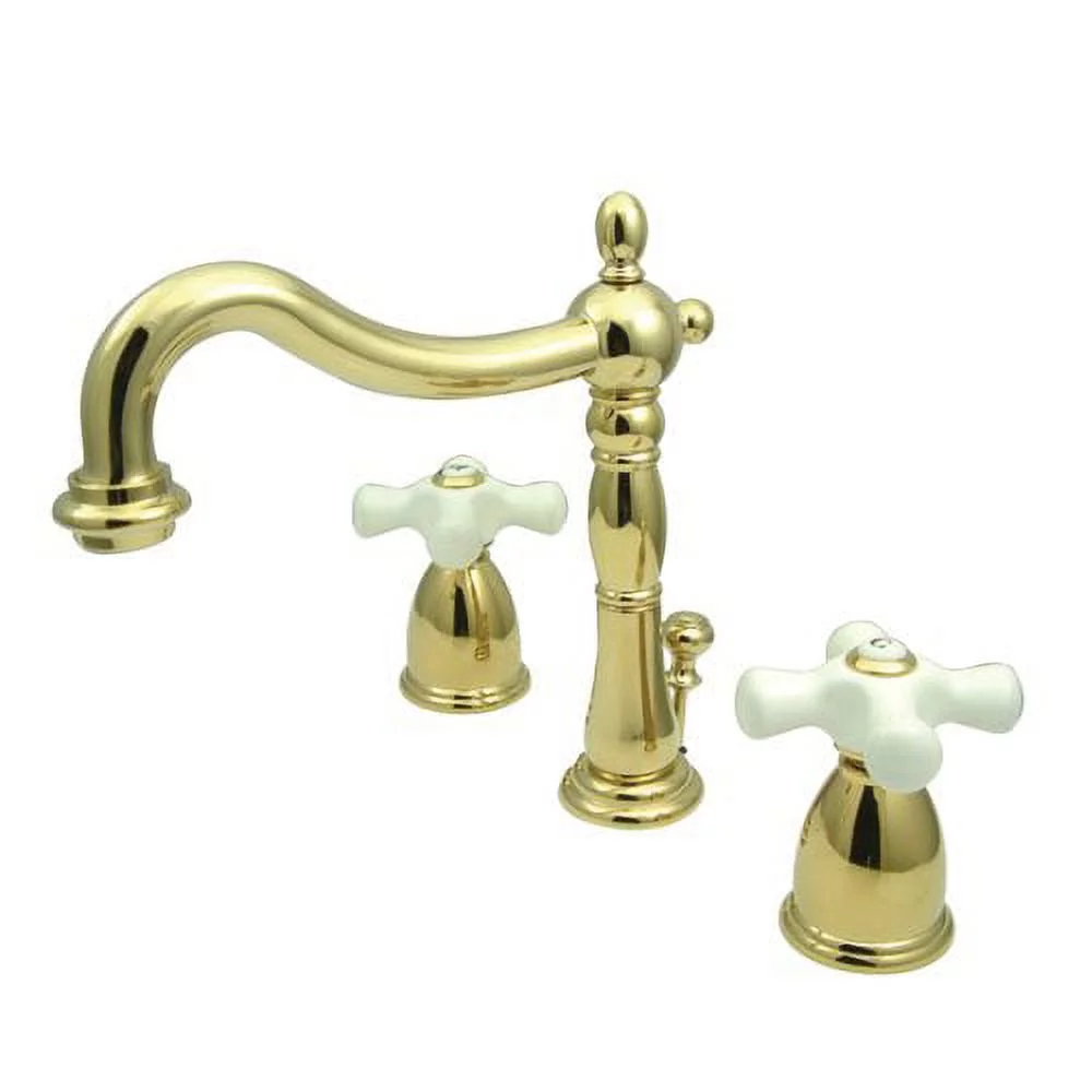 Baltimore Widespread Bathroom Faucet with Double Porcelain Cross Handles, Chrome