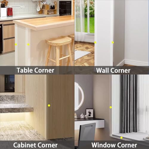 Gaahing 4Pcs Peel and Stick Clear Corner Guards, Self-Adhesive L-shaped Outside Corner Shield for Wall Edge Furniture Door Frame Protector Bumper (3.9ft x 1.0in)