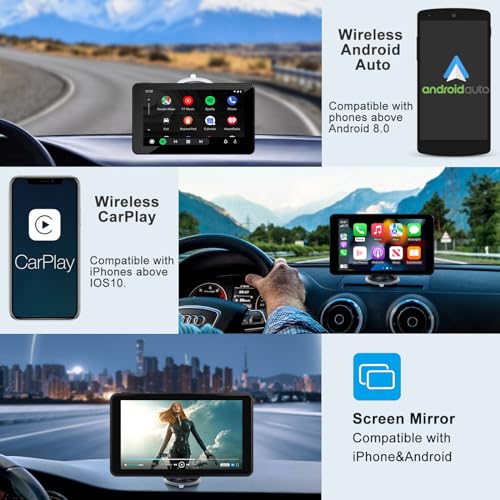 Compatible Wireless Apple CarPlay Screen fo Car, 7