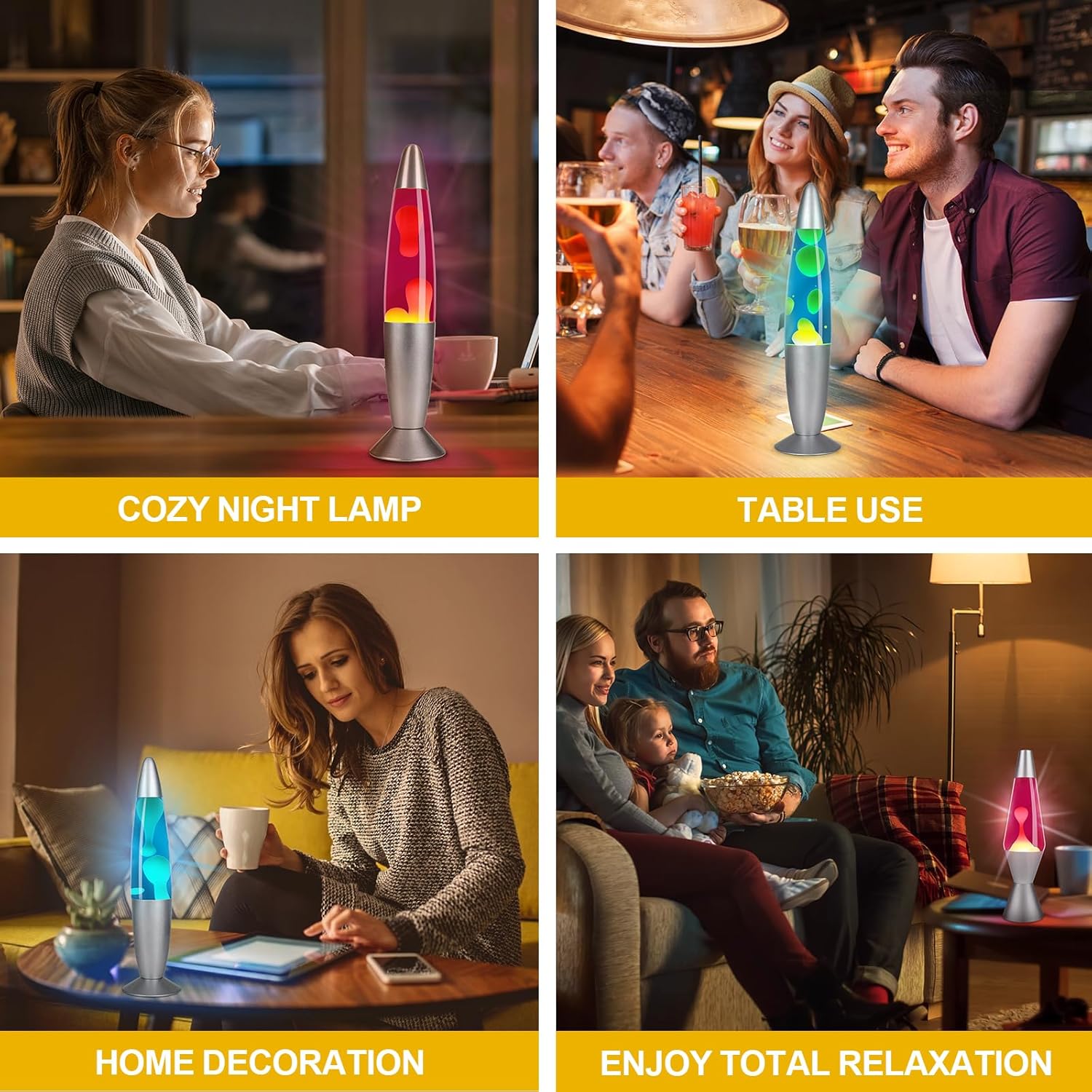 16-Inch Blue Lave Lamp-Blue Liquid, Yellow Wax, Large Kids Lave Lamp Liquid Motion Lamp for Adults, Home Decor Nightlight for Living Room Bedroom, Magma Lamp Night Light for Christmas, Birthday, Party