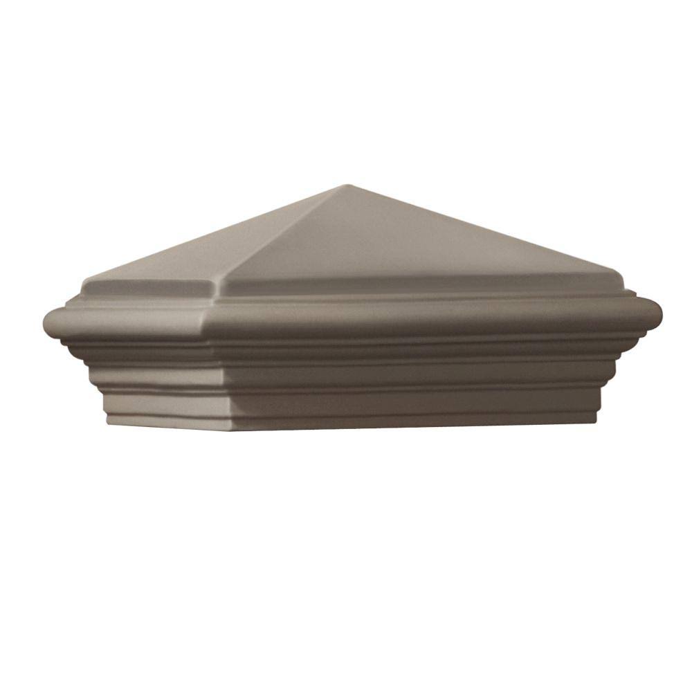 12 in. x 12 in. x 8 in. Gray Cast Stone Woodland Square Post Cap