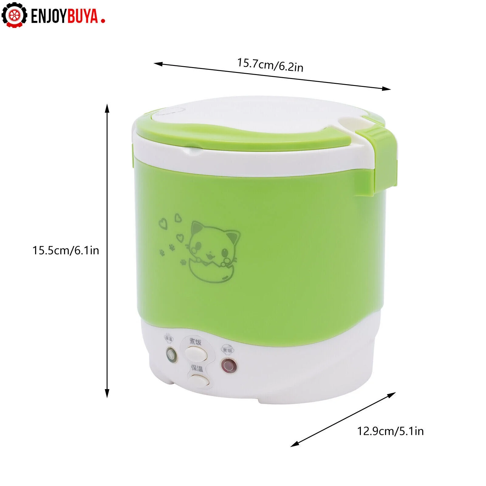 Small Electric Rice Pot,1L/ 0.26Gal Camping Rice Cooker Pot Mini 1 Cup Rice Cooker with Measuring Cup and Spoon,Portable Car Mounted Rice Cooker Soup Porridge Cooker Steamer for Travel(Green)