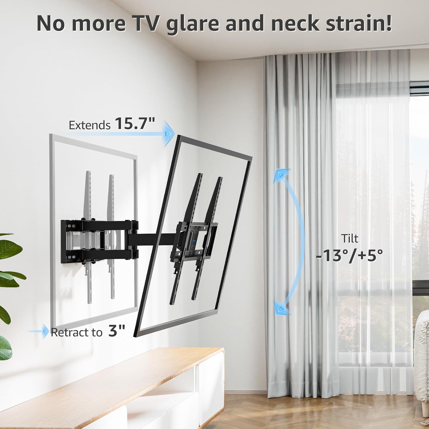MOUNTUP UL Listed TV Wall Mount, Full Motion TV Wall Mount for Most 26-65 Inch Flat/Curved TV Fit 16