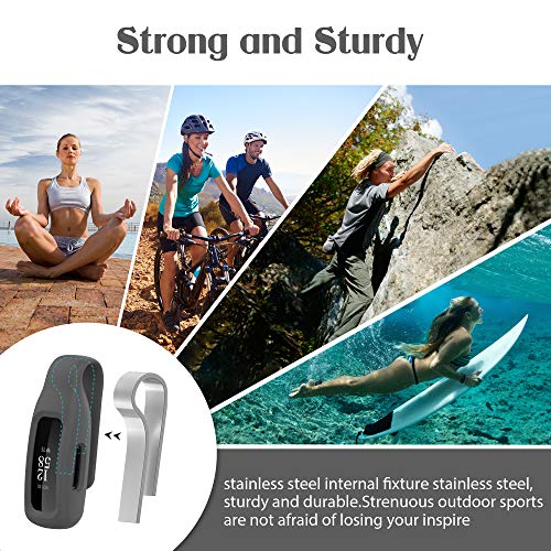 HSWAI 3-Pack Clips Replacement for Fitbit Inspire 2/Fitbit Inspire 3, Soft Comfortable Silicone Clip 360°Protection Holder Accessory Compatible with Fibit Inspire 2/3（Black/Wine Red/Slate