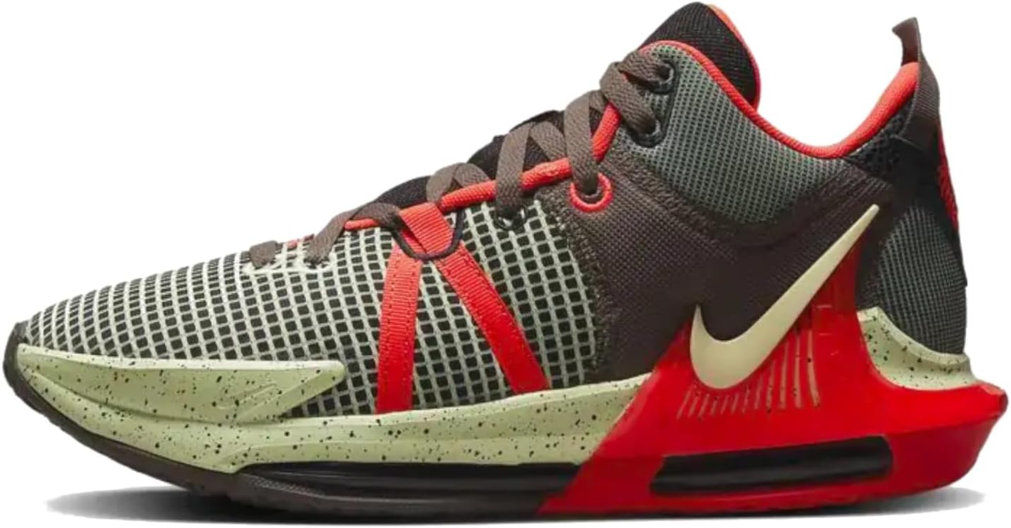 Nike Men's Lebron Witness 7 Basketball Shoes in Black/Bright Crimson/Alligator/Barely Volt