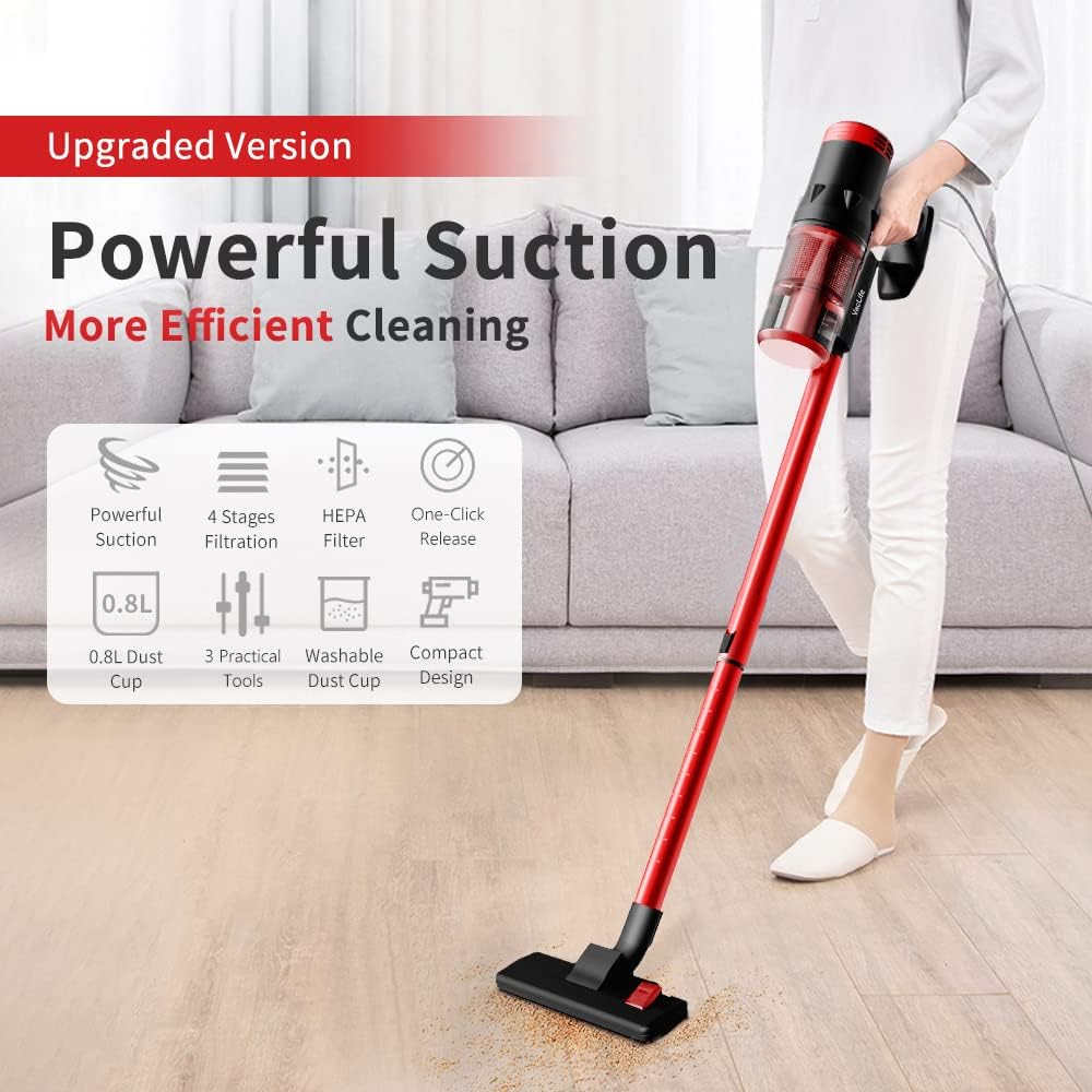 VacLife Stick Vacuum Cleaner - Corded 2 in 1, 4 Stages Filtration Powerful Vacuum Cleaner with Washable HEPA Filter, Lightweight Vacuum with 3 Practical Tools Pack of 2