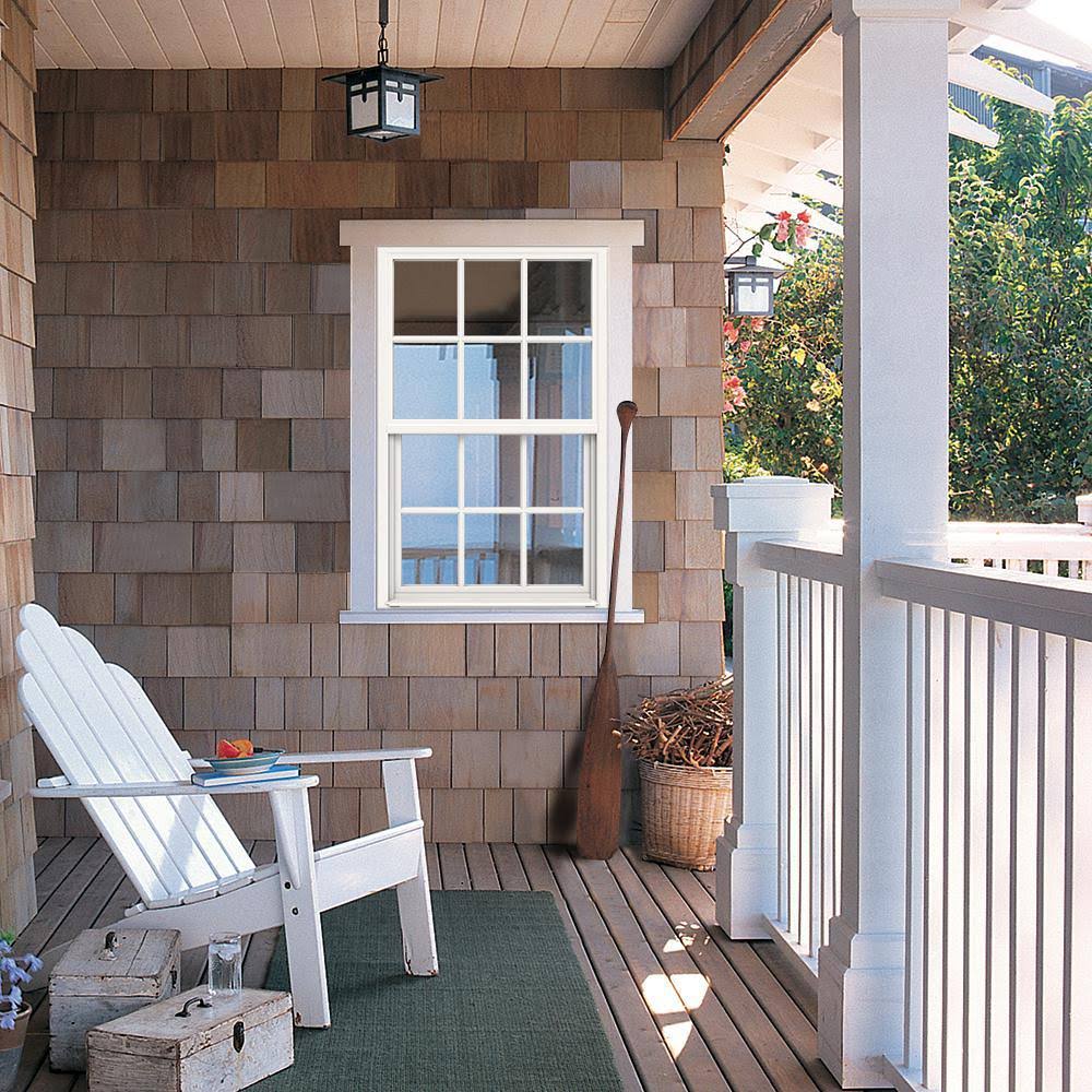 JELD-WEN 30 in. x 48 in. V-4500 Series White Single-Hung Vinyl Window with 6-Lite Colonial Grids/Grilles